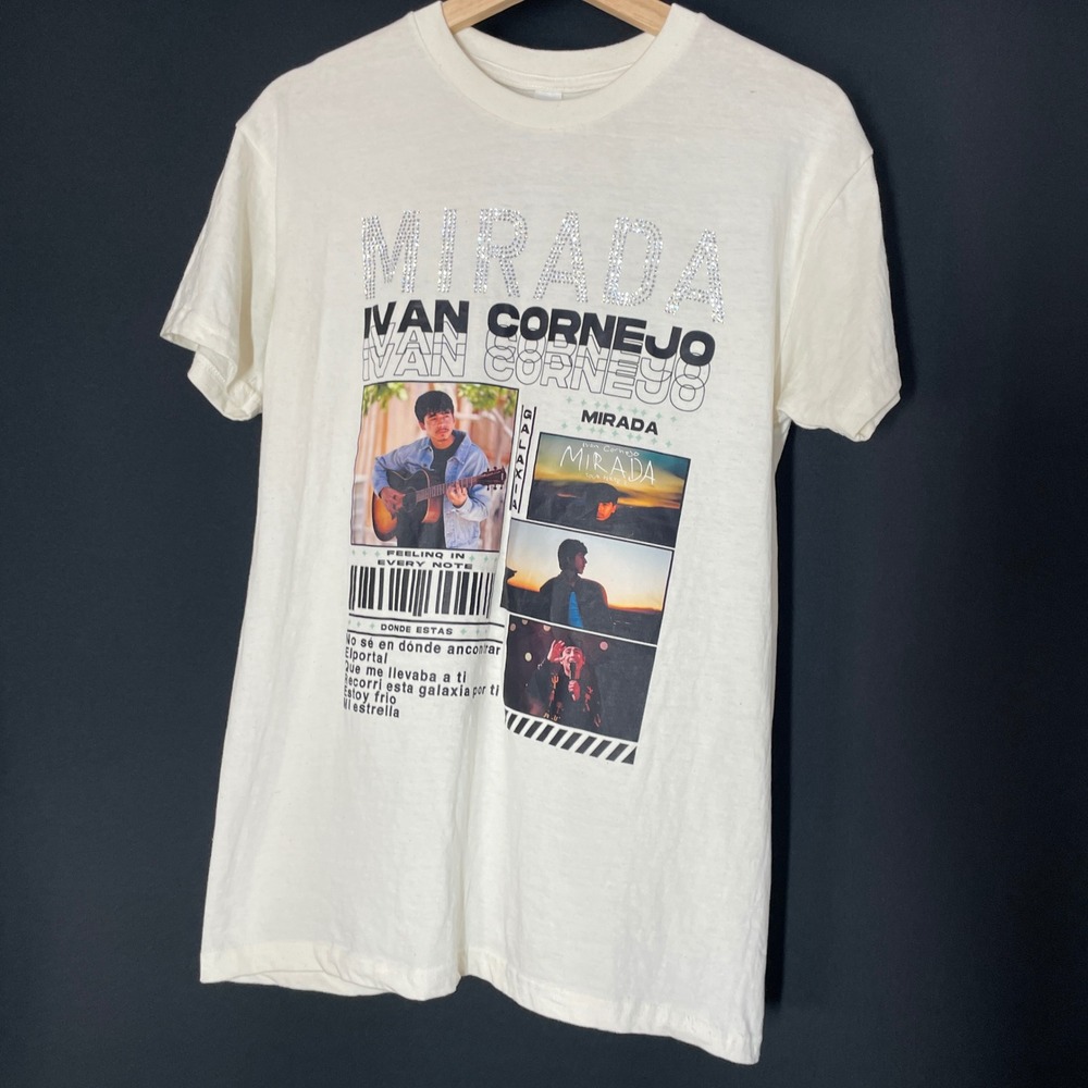 Ivan Cornejo Mirada Tour Parte 2 Graphic T-Shirt White Medium Rhinestone 0047